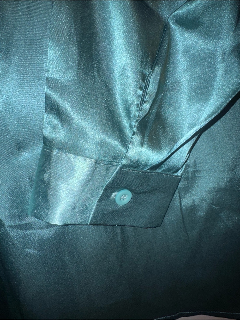 Satin Long-Sleeve Shirt - Teal Green - Picture 4 of 4